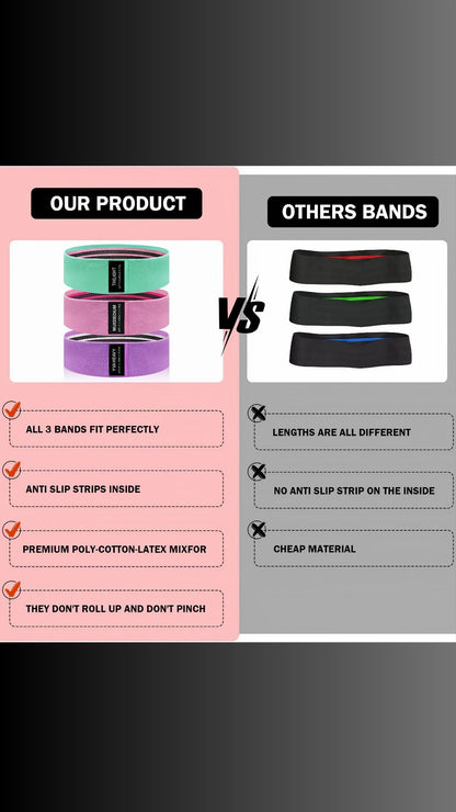 AR Ticktrove Fabric Resistance Bands for Legs and Butt Home Workout - Non Slip Booty Bands Set