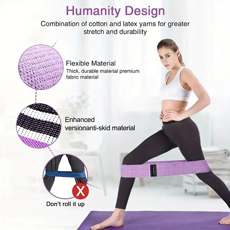 AR Ticktrove Fabric Resistance Bands for Legs and Butt Home Workout - Non Slip Booty Bands Set