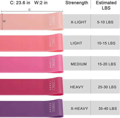 Burn Bands Resistance Loop Bands Set of 5 with Carry Bag