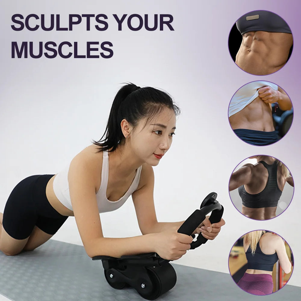 Abdominal Wheel Elbow Support Automatic Rebound Core Muscle Ab Trainer with Counter Display Fitness Exercise Roller Wheel