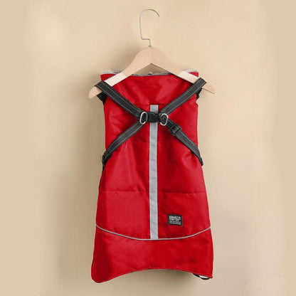 Winter Warm Pet Cloth, Winter Dog Coat, Multi-Purpose Windproof Dog Jacket with Strap, Winter Warm Fleeced Lined Dog Coat Dogs Jacket Vest with Harness Strap