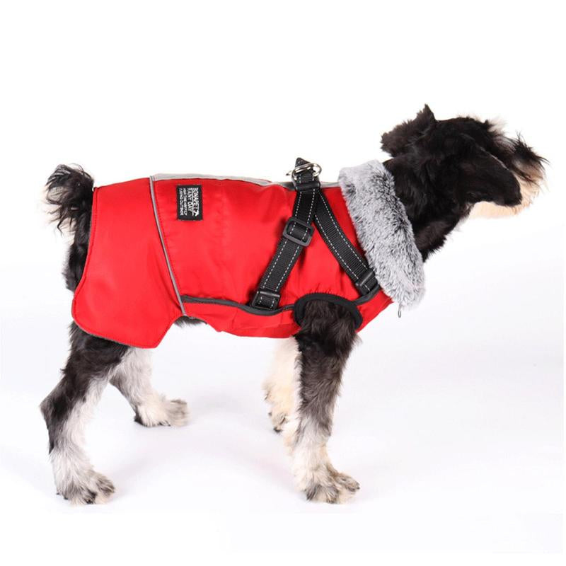 Winter Warm Pet Cloth, Winter Dog Coat, Multi-Purpose Windproof Dog Jacket with Strap, Winter Warm Fleeced Lined Dog Coat Dogs Jacket Vest with Harness Strap