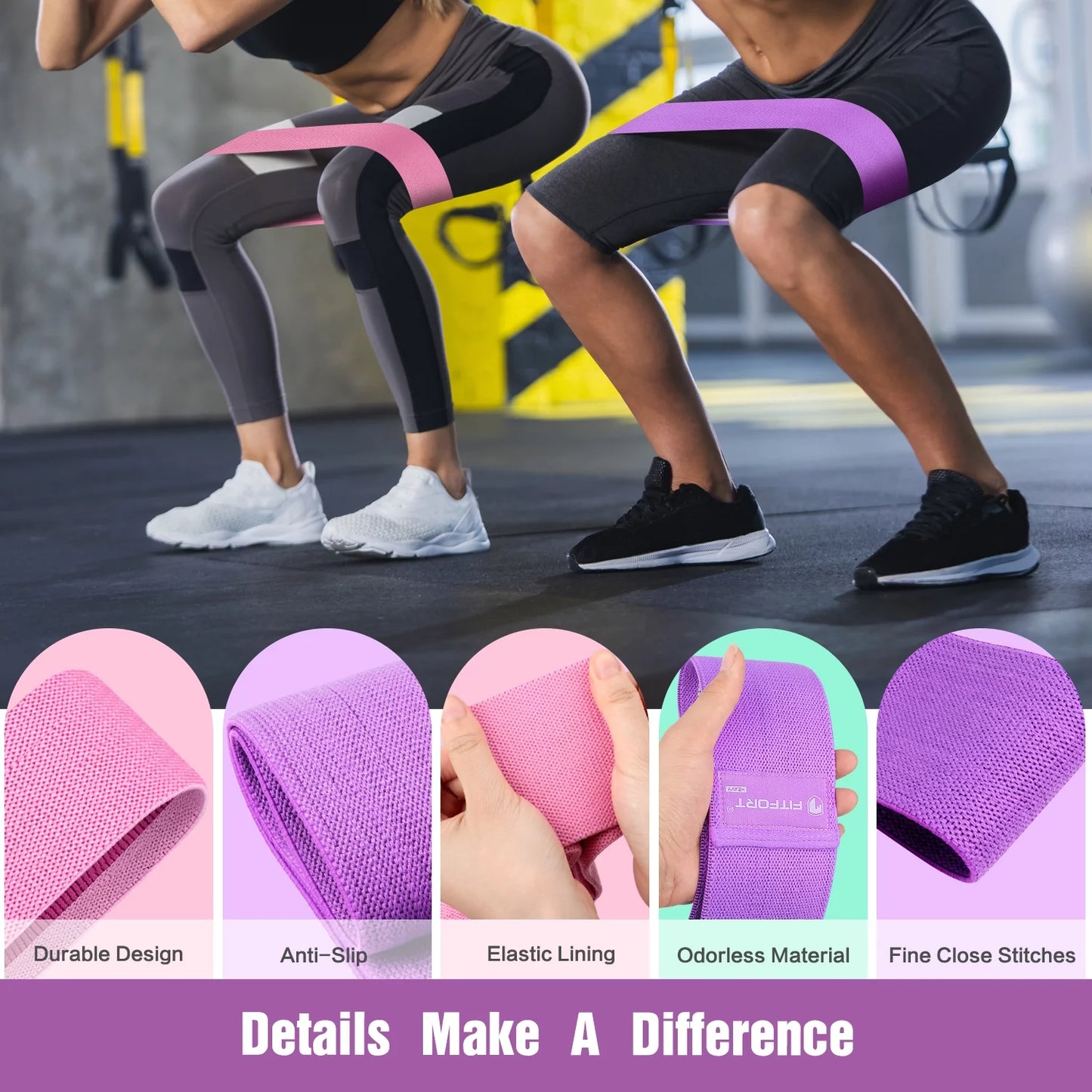 Professional Resistance Bands for Lower Body Workouts - Non-Slip Elastic Booty Bands, Three Resistance Levels for Women’s Fitness and Glute Training
