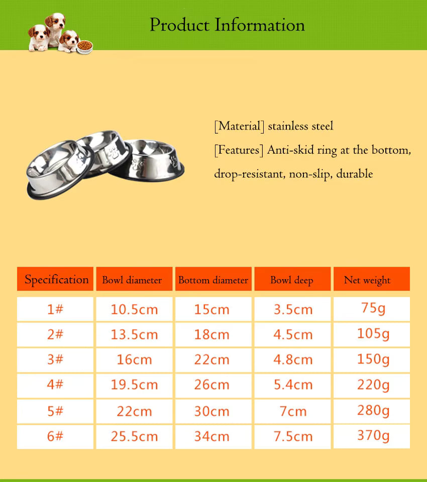 Paw Stainless Steel Pet Dog Bowl Feeder Skidproof Anti-Ant Shape Cat Dog Bowls Food Accessories Pet Supplies 6 Sizes