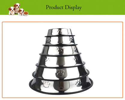 Paw Stainless Steel Pet Dog Bowl Feeder Skidproof Anti-Ant Shape Cat Dog Bowls Food Accessories Pet Supplies 6 Sizes