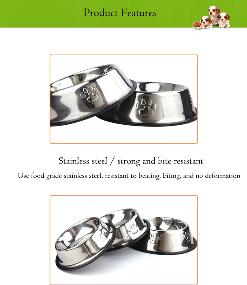 Paw Stainless Steel Pet Dog Bowl Feeder Skidproof Anti-Ant Shape Cat Dog Bowls Food Accessories Pet Supplies 6 Sizes