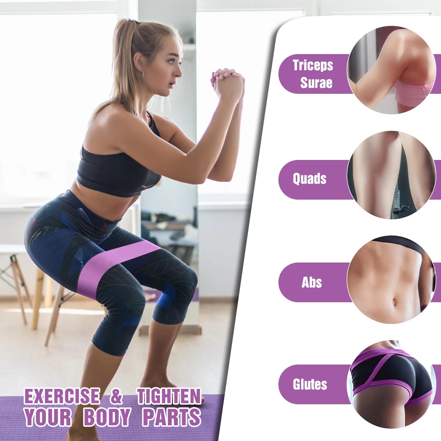 Professional Resistance Bands for Lower Body Workouts - Non-Slip Elastic Booty Bands, Three Resistance Levels for Women’s Fitness and Glute Training