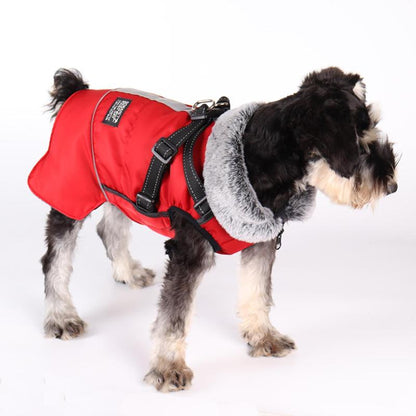 Winter Warm Pet Cloth, Winter Dog Coat, Multi-Purpose Windproof Dog Jacket with Strap, Winter Warm Fleeced Lined Dog Coat Dogs Jacket Vest with Harness Strap