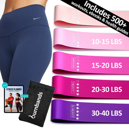 Burn Bands Resistance Loop Bands Set of 5 with Carry Bag