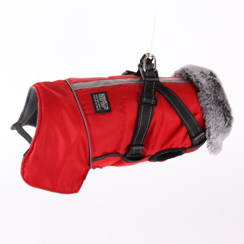 Winter Warm Pet Cloth, Winter Dog Coat, Multi-Purpose Windproof Dog Jacket with Strap, Winter Warm Fleeced Lined Dog Coat Dogs Jacket Vest with Harness Strap