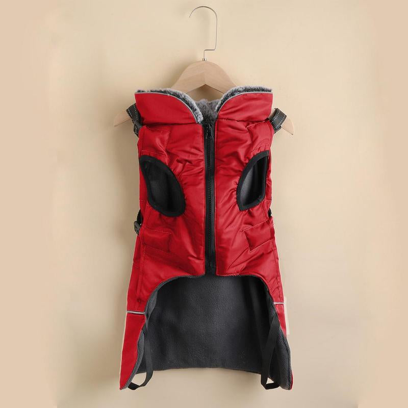 Winter Warm Pet Cloth, Winter Dog Coat, Multi-Purpose Windproof Dog Jacket with Strap, Winter Warm Fleeced Lined Dog Coat Dogs Jacket Vest with Harness Strap