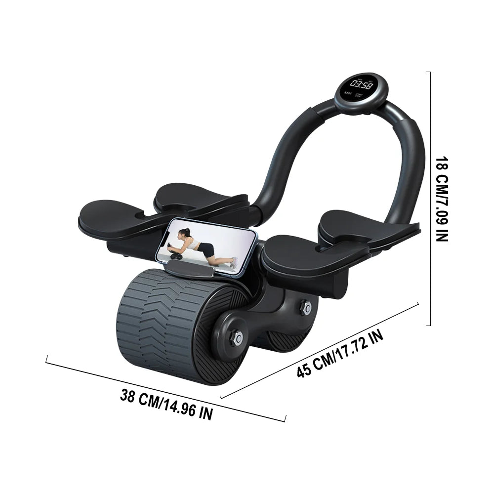 Abdominal Wheel Elbow Support Automatic Rebound Core Muscle Ab Trainer with Counter Display Fitness Exercise Roller Wheel