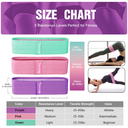Professional Resistance Bands for Lower Body Workouts - Non-Slip Elastic Booty Bands, Three Resistance Levels for Women’s Fitness and Glute Training