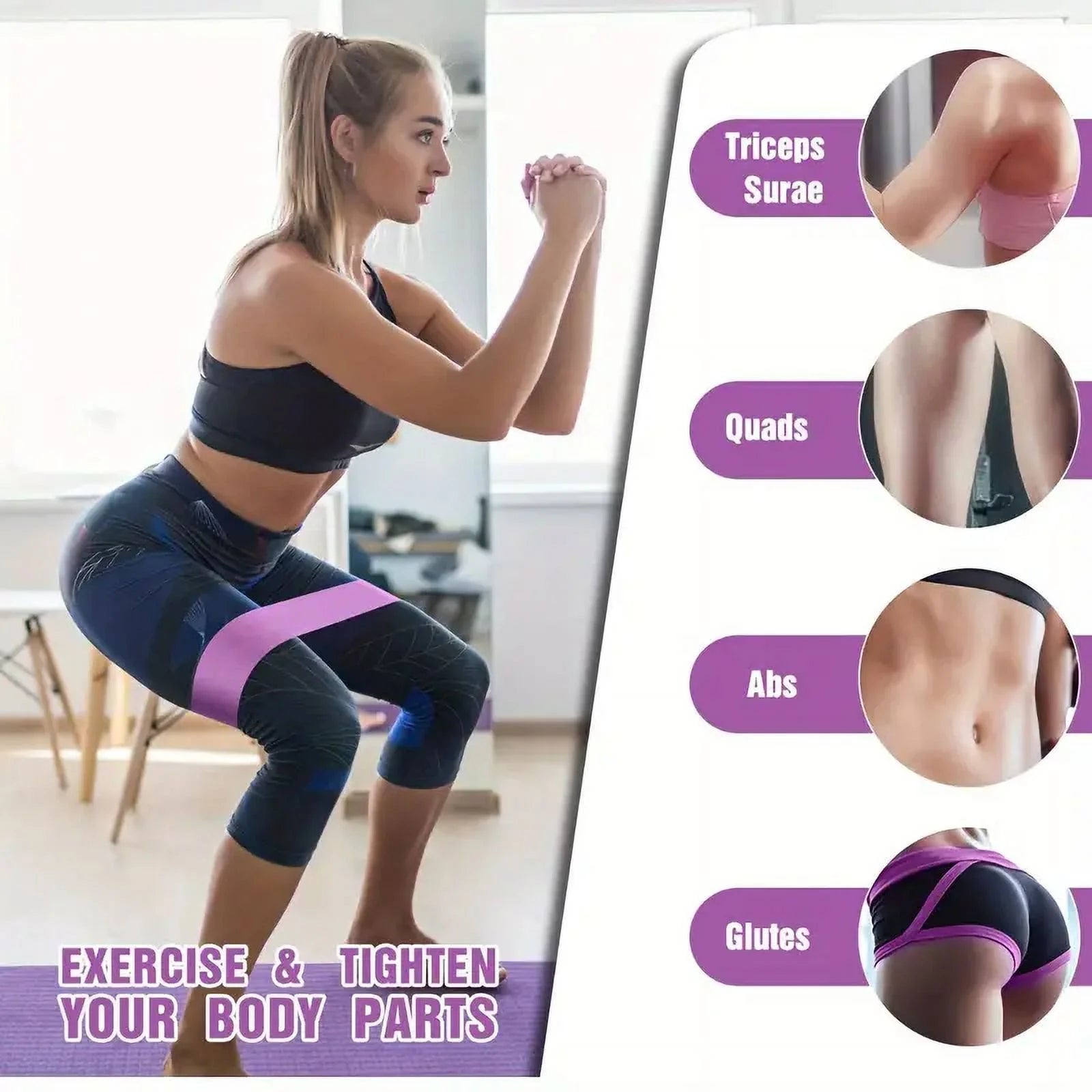 AR Ticktrove Fabric Resistance Bands for Legs and Butt Home Workout - Non Slip Booty Bands Set